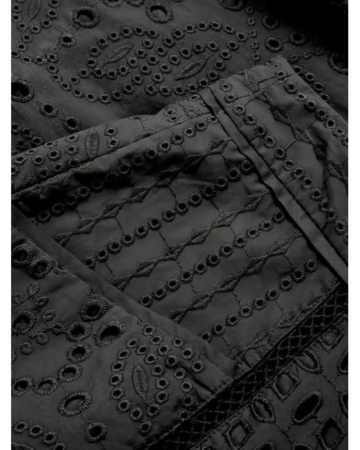 Veronica Beard Black Fabian Eyelet-Embroidered Shorts