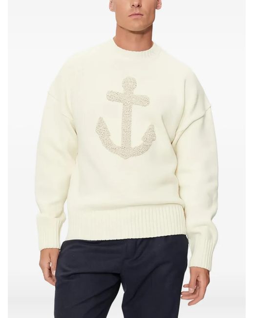 Paul & Shark White Anchor Sweater for men