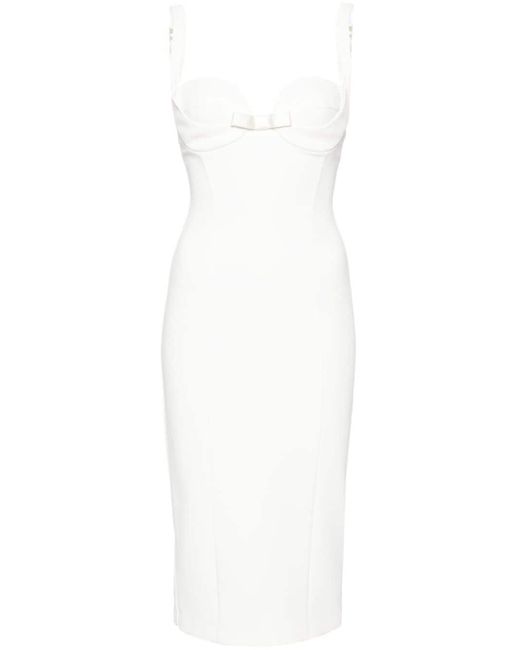 Robe mi-longue à détail de nœud Elisabetta Franchi en coloris White