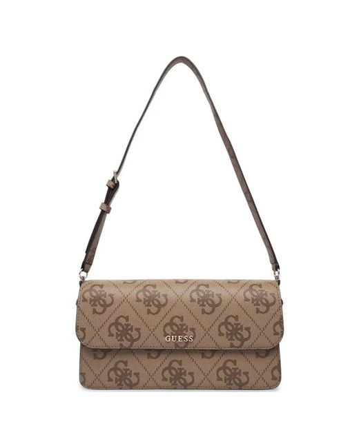 Guess White Sadie Monogram-Pattern Crossbody Bag