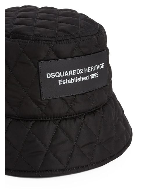 DSquared² Black Quilted Bucket Hat for men