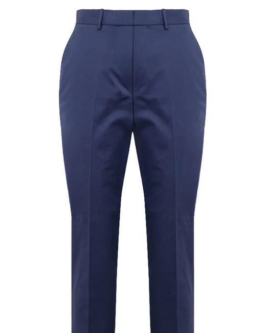 Zegna Blue Pressed-Crease Tailored Trousers for men