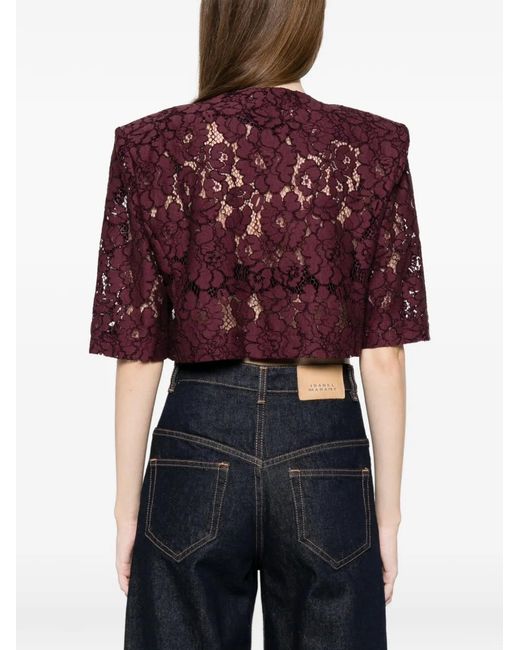 Pinko Purple Cropped Jacket With Floral Detail