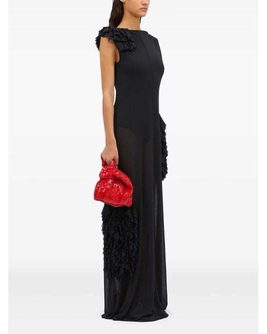 MSGM Black Ruffle-Detail Gown