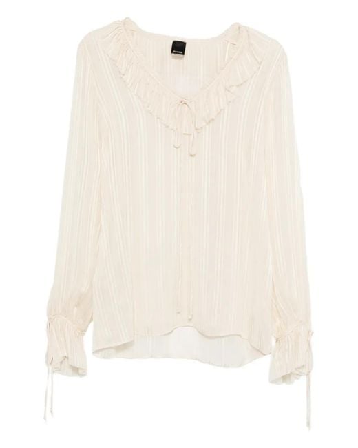 Pinko Natural Swan Ruffle Trim Shirt