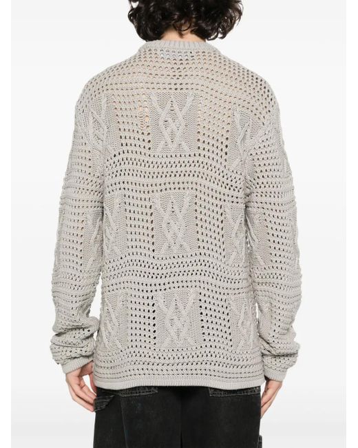Daily Paper Gray Crochet-Knit Cotton Jumper for men