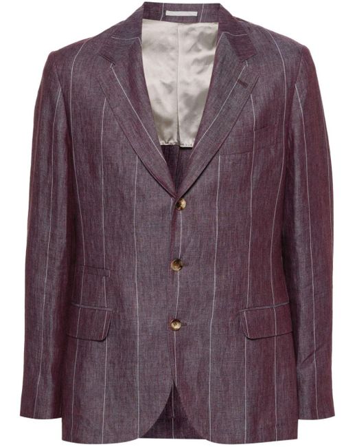 Blazer boutonné à fines rayures Brunello Cucinelli pour homme en coloris Purple
