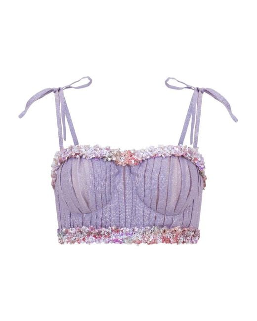 SANA OSMANI Purple Agor Sequin Tie Top