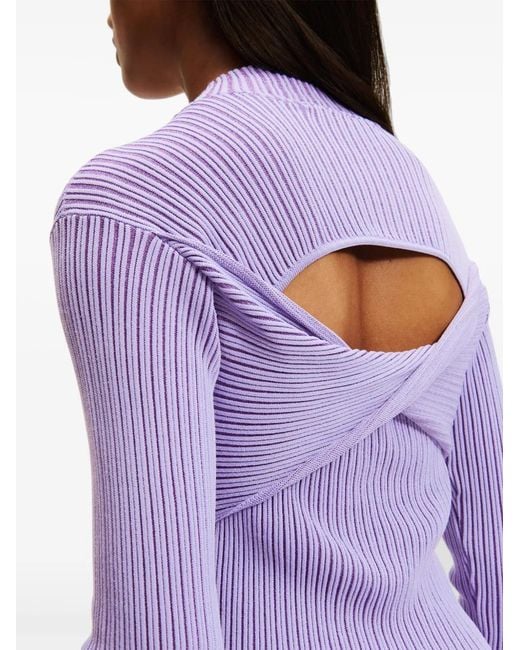 Karl Lagerfeld Purple Mock-Neck Lurex T-Shirt