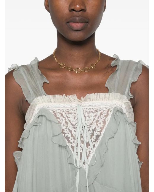 Chloé White Ruffled Silk-Mousseline Maxi Dress