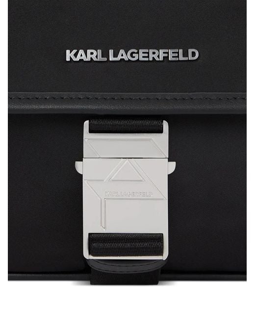 Karl Lagerfeld Black K/Nylon Buckle Messenger Bag for men