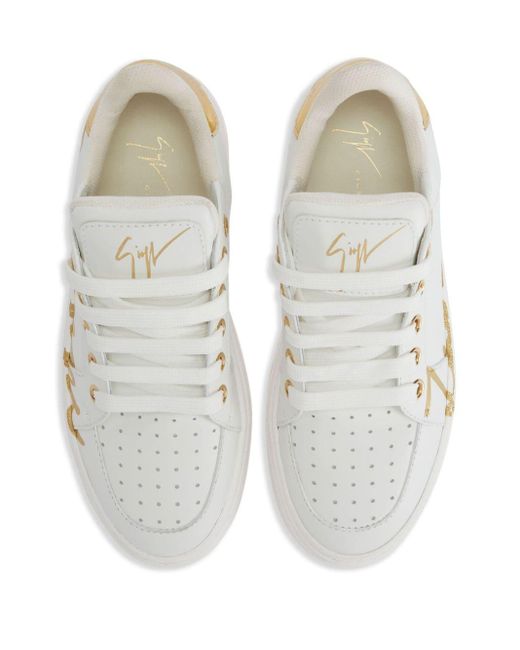 Giuseppe Zanotti White Gz94 Logo-print Leather Sneakers