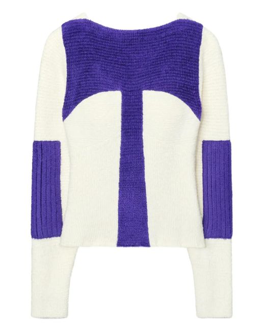 Tory Burch Geribbelde Trui Met Colourblocking in het Blue