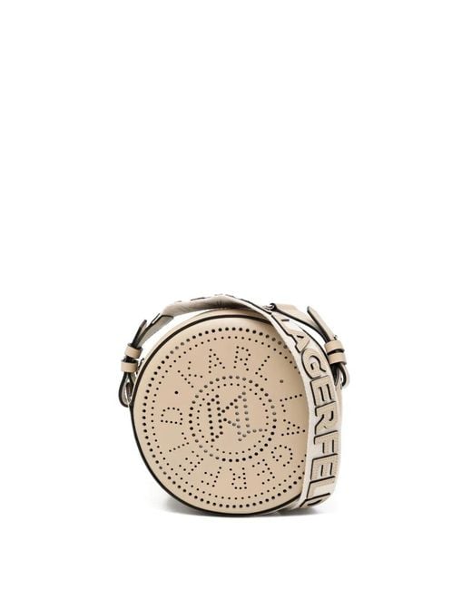 Karl Lagerfeld Metallic Kcircle Round Cb Perforated Mini Bag