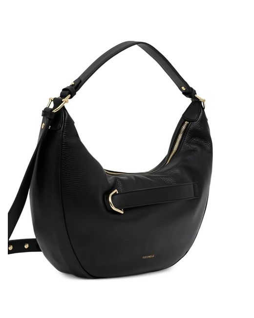 Coccinelle Black Medium Paki Logo-Detail Leather Bag