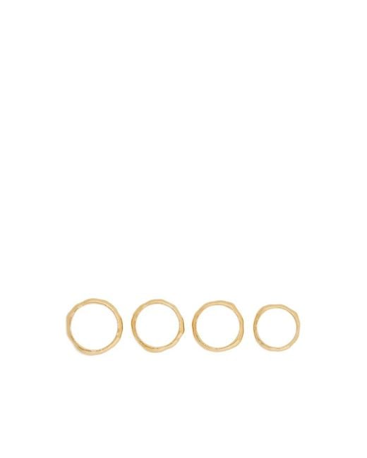 Jil Sander Natural Engraved Logo Irregular-Surface Rings (Set Of Four)