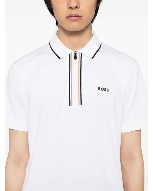 Polo Con Applicazione di Boss in White da Uomo