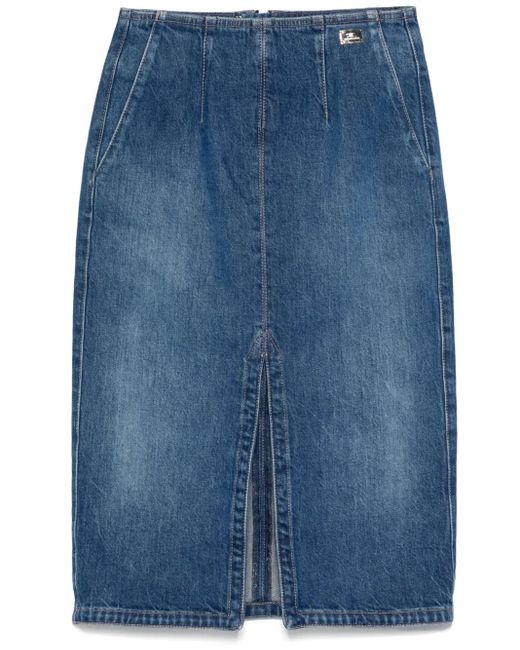 Elisabetta Franchi Midi-Rok Met Split in het Blue