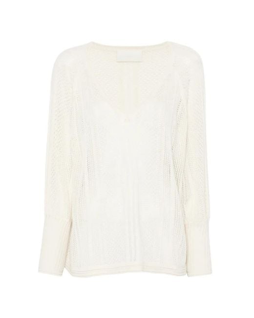Bompard White Pointelle V-Neck Sneakers