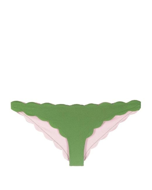 Marysia Swim Green Scallop-Edge Bikini Bottoms