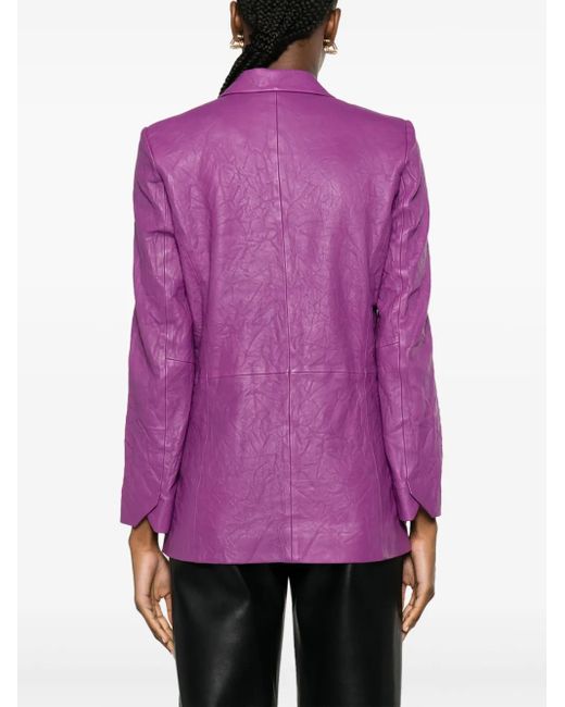 Zadig & Voltaire Purple Visko Double-Breasted Leather Jacket