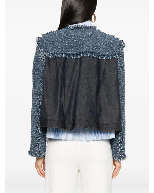 Sacai Blue Panelled Tweed Jacket