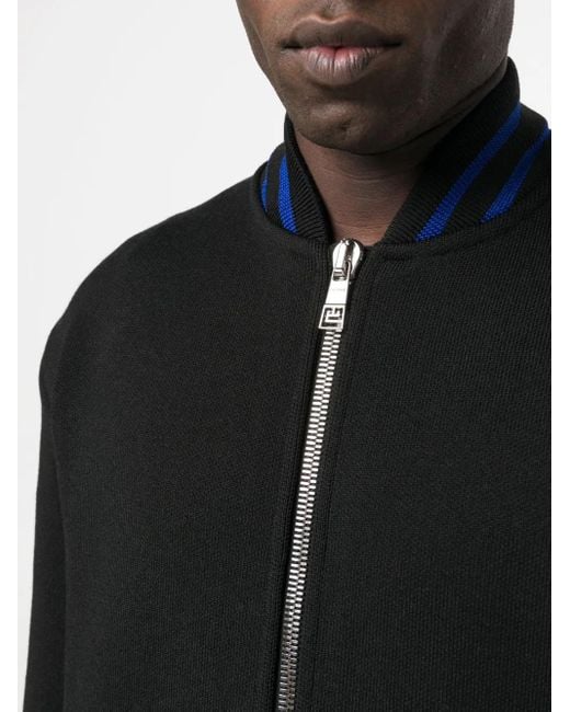Balmain Black Zipped Knit Jumper for men