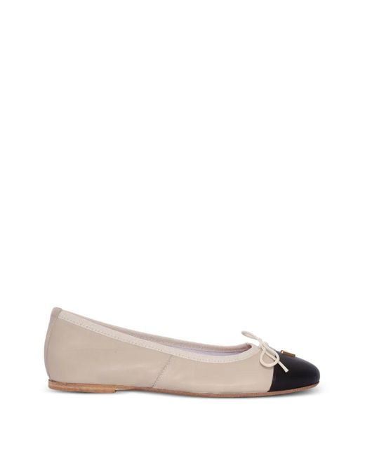 Via Roma 15 Natural Bow-Detail Ballet Flats
