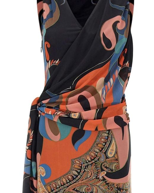 Etro White Paisley-Print Gathered Dress