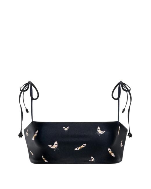 Agua Bendita Blue Primavera Azucar Butterfly-Print Bikini Top