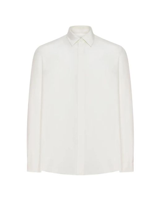 Lardini White Hidden Buttoning Silk Shirt for men
