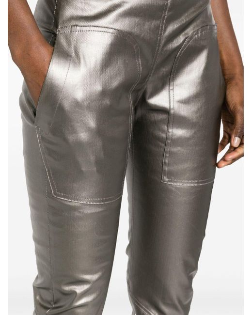 Rick Owens Gray Slim-cut Stretch-cotton Trousers
