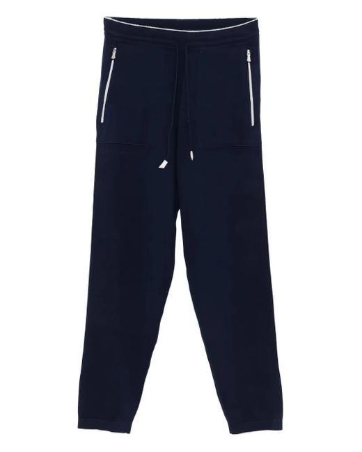 Eleventy Blue Zip-Pocket Drawstring Track Pants for men