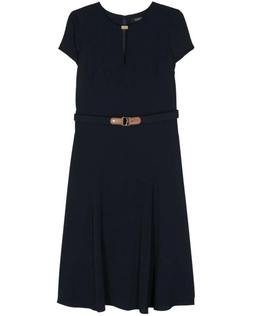 Ralph Lauren Blue Georgette-Kleid Mit Logo