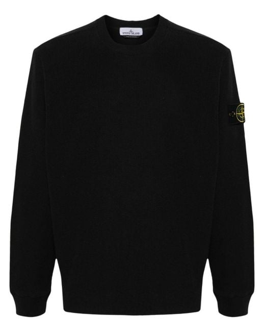 Stone Island Geripptes Sweatshirt mit Kompass-Patch in Black für Herren