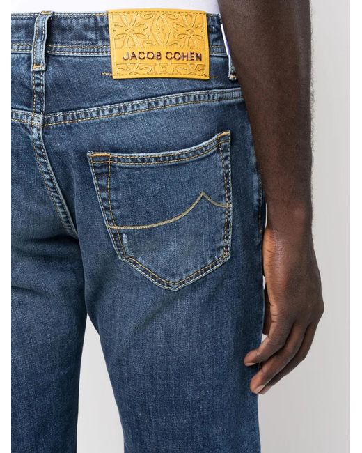 Jacob Cohen Blue Distressed-Effect Straight-Leg Jeans for men
