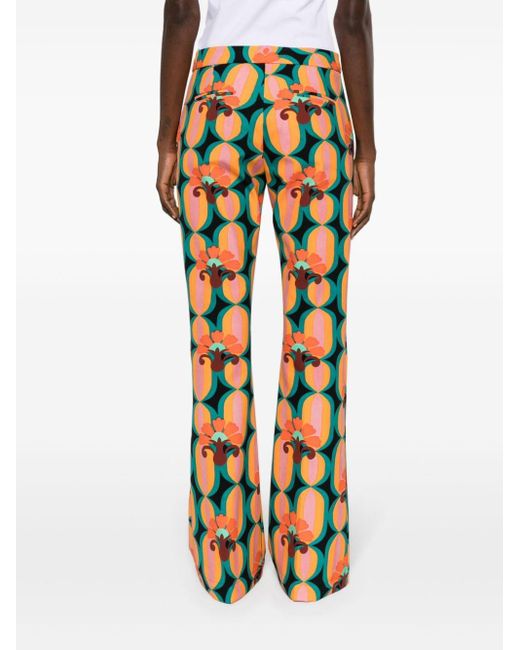 LaDoubleJ Orange Saturday Night Graphic-print Flared Trousers