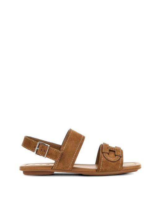 Hogan Brown H685 Logo-Appliqué Sandals