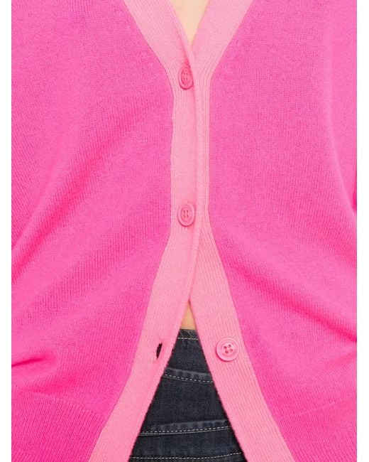 From Future Pink Cardigan Bicolore À Col V