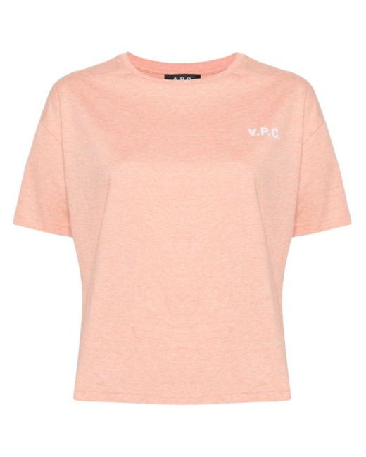 A.P.C. Pink T-Shirt mit beflocktem Logo
