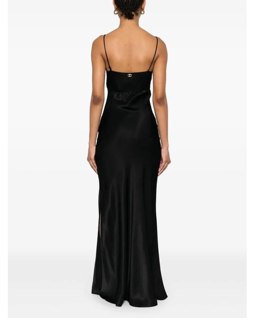 Twinset Black Satin Maxi Dress