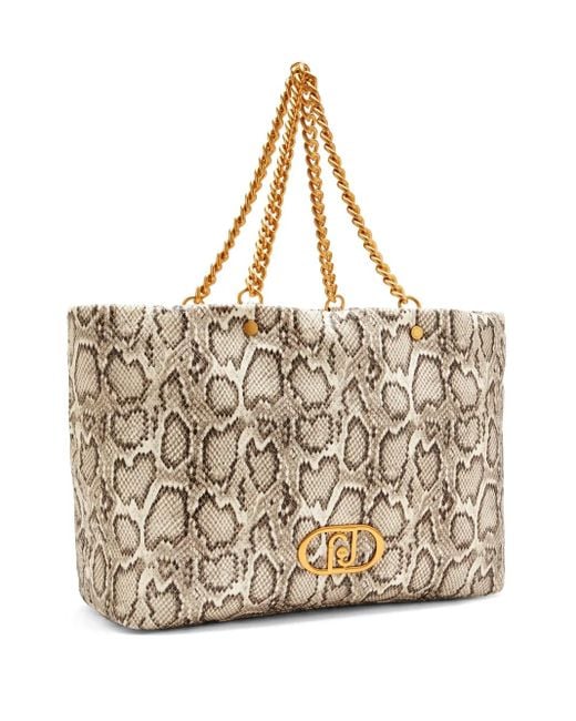 Borsa Tote Con Effetto Pelle Di Serpente di Liu Jo in Natural