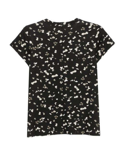 Rag & Bone Black All-Over Floral Print T-Shirt