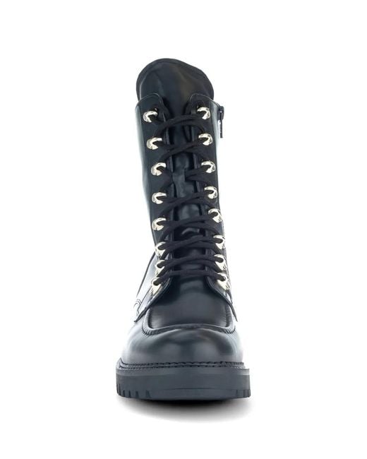 Gabor Blue Leather Combat Boots