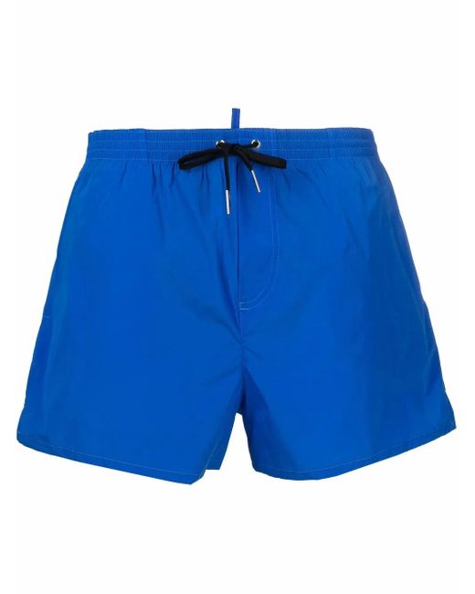 DSquared² Blue Icon-Print Drawstring Swim Shorts for men
