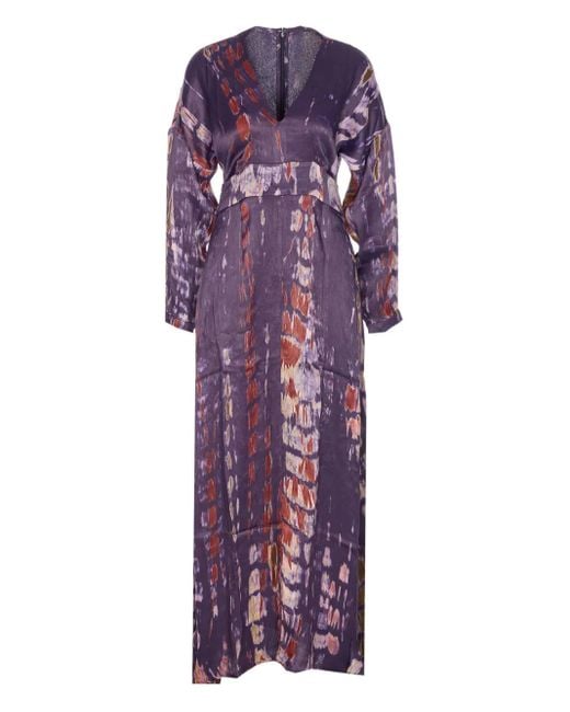 Yavi Shellu Jurk Met V-Hals En Print in het Purple