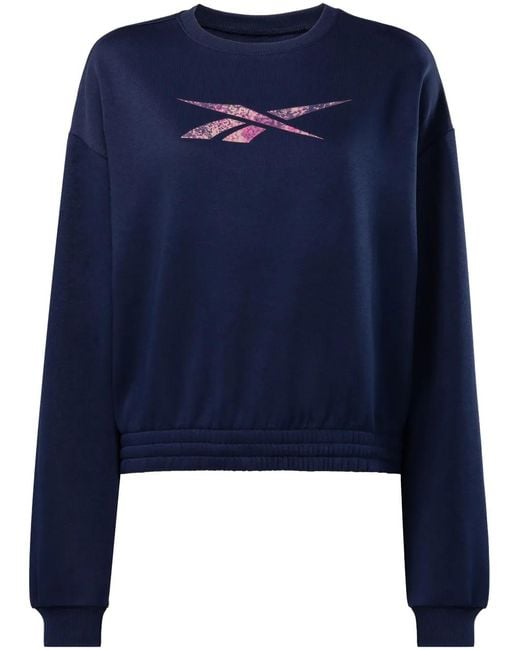 Reebok Blue Logo-Print Crew-Neck Sweatshirt