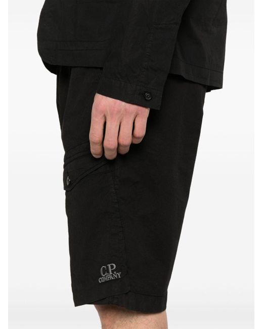 C P Company Cargo-Shorts mit Logo-Stickerei in Black für Herren