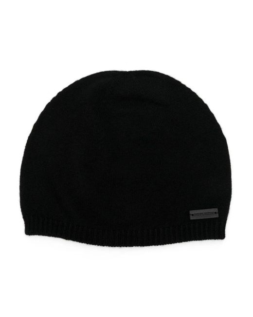 Saint Laurent Black Logo-patch Beanie for men