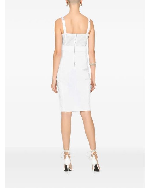Dolce & Gabbana White Lace-Detail Corset Midi Dress